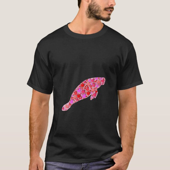 Womens Cute Hearts Manatee Funny Animals Valentine T Shirt (Framsida)