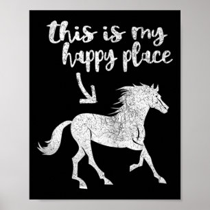 Womens Cute Horse Riding Tee - Horseback Lycklig P Poster