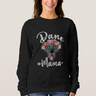 Womens Cute Hund Mors dag Dane-Blommigtar T Shirt