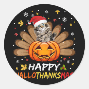 Womens Cute Lycklig Hallothanksmas Halloween Tha Runt Klistermärke