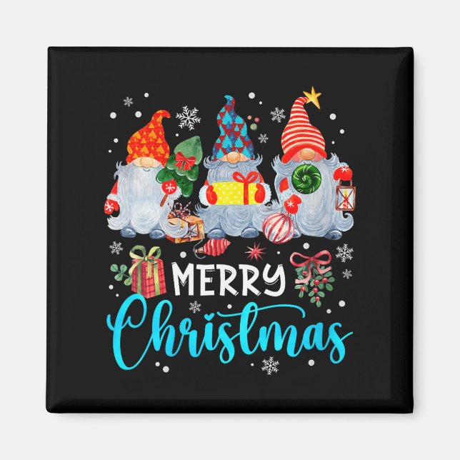Womens Cute Merry Christmas Gnome Snowflakes Xmas  Magnet (Framsidan)