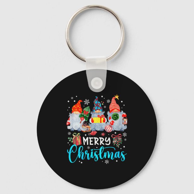 Womens Cute Merry Christmas Gnome Snowflakes Xmas  Nyckelring (Framsida)