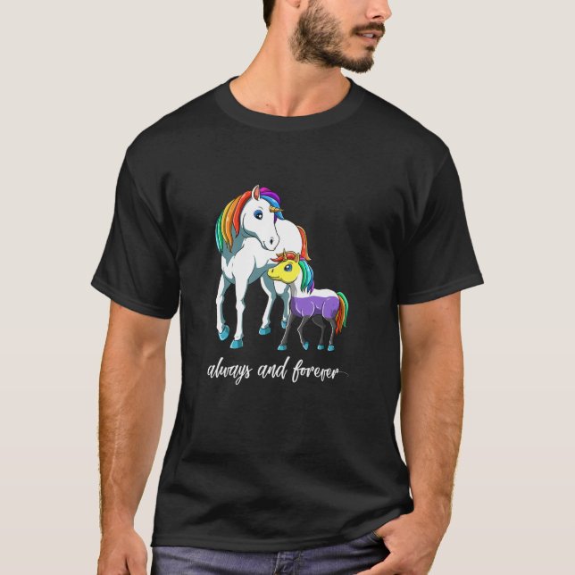 Womens Cute Non-Binary Unicorn-Mamma T Shirt (Framsida)