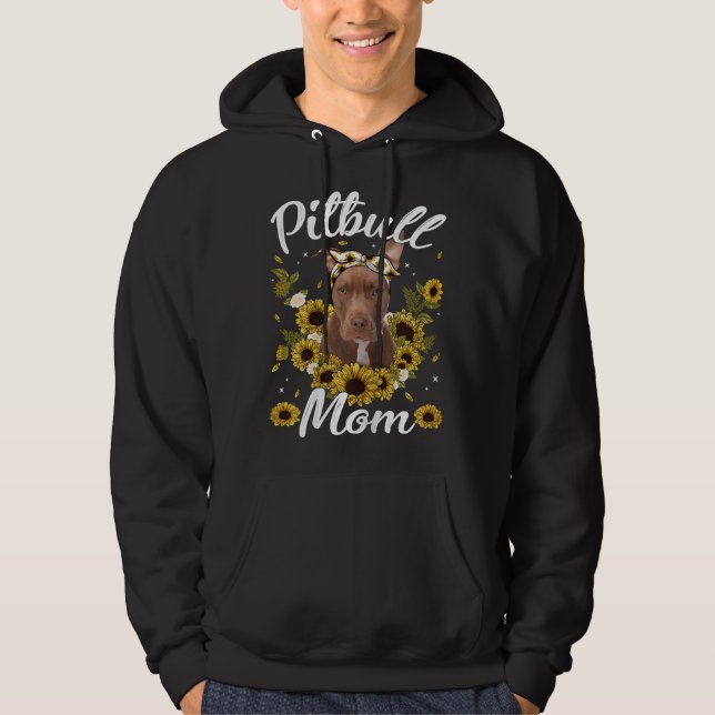Womens Cute Pitbull Mamma Solros Hund Mor S Hoodie (Framsida)