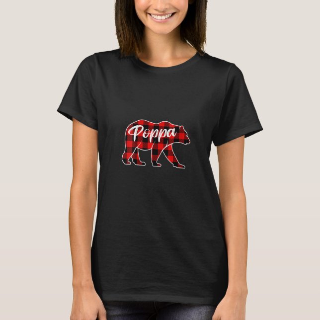 Womens Cute Poppa Bear Red Play jul Pajama T Shirt (Framsida)