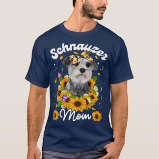 Womens Cute Schnauzer Hund Mamma Solros Mammor Da T Shirt