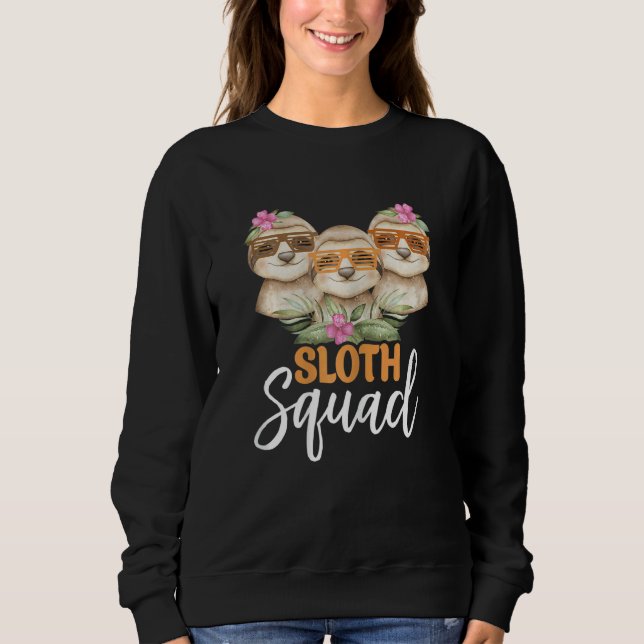 Womens Cute Sloth Squad   Retro 80s Style Matching T Shirt (Framsida)