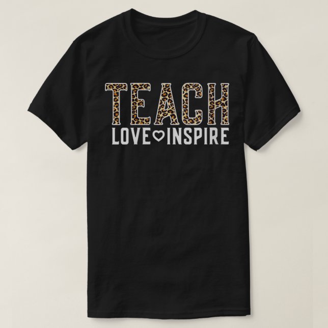 Womens Cute Teacher Teach Kärlek Inspire Leopard C T Shirt (Design framsida)