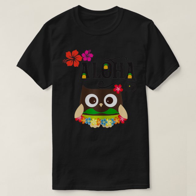 Womens CUTE TROPICAL HAWAIIAN UGGLA LUAU GIFTS FOR T Shirt (Design framsida)
