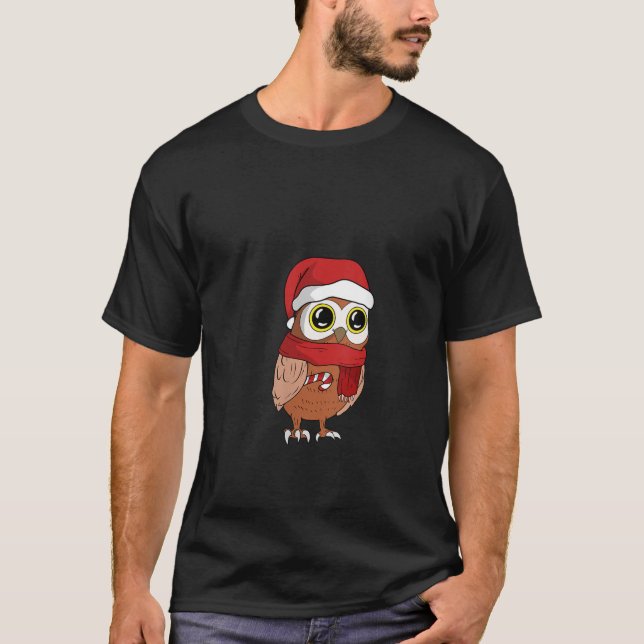 Womens Cute Uggla julklapp med Christma T Shirt (Framsida)