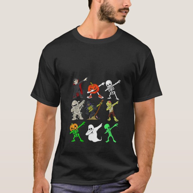 Womens Dabbing Funny Skeleton Zombie Vampire Ghost T Shirt (Framsida)