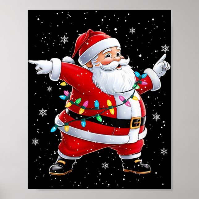 Womens Dabbing Santa Xmas Dancing Girls Boys Kids  Poster (Framsidan)