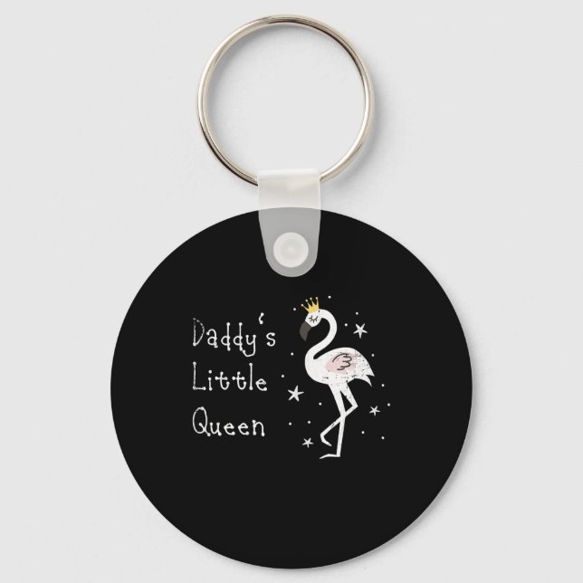 Womens Daddys Little Queen Cute Flamingo Nyckelring (Framsida)