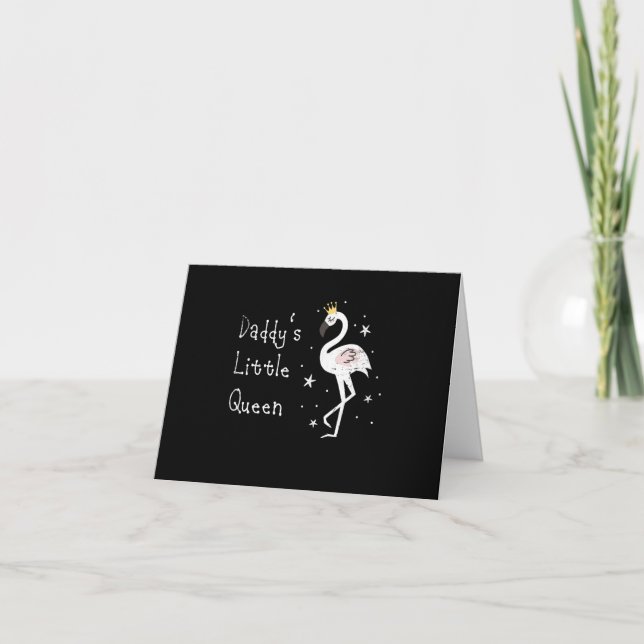 Womens Daddys Little Queen Cute Flamingo Tack Kort (Framsida)
