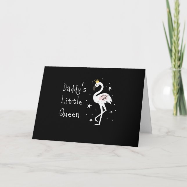 Womens Daddys Little Queen Cute Flamingo Tack Kort (Framsida)