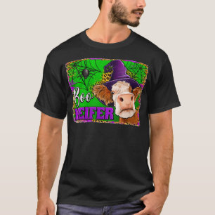 Womens Dairy Cow Boo Heifer Funny Halloween Farmer T Shirt