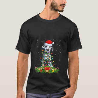 Womens Dalmatian Dog Lover Lighting Xmas Santa Dal T Shirt