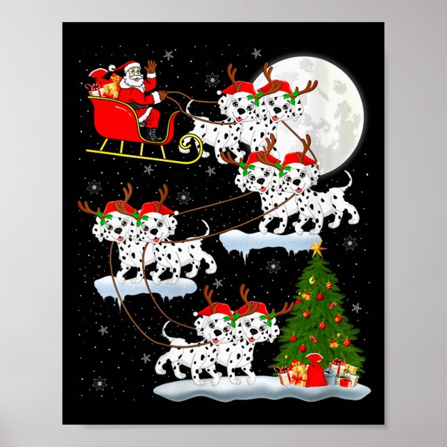 Womens Dalmatian Dog Santa Sleigh Flying Funny Mag Poster (Framsidan)