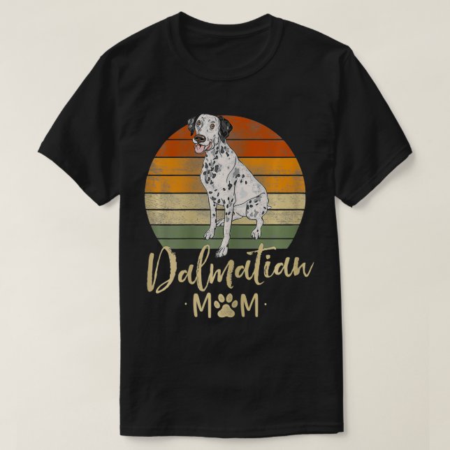 Womens Dalmatian Mamma Retro Sunset Dalmatian Älsk T Shirt (Design framsida)