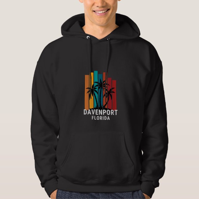 Womens Davenport Florida Palm Tree Retro Vacation  Hoodie (Framsida)