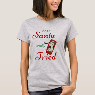 Women's Dear Santa Naughty Cat Tshirt  T Shirt