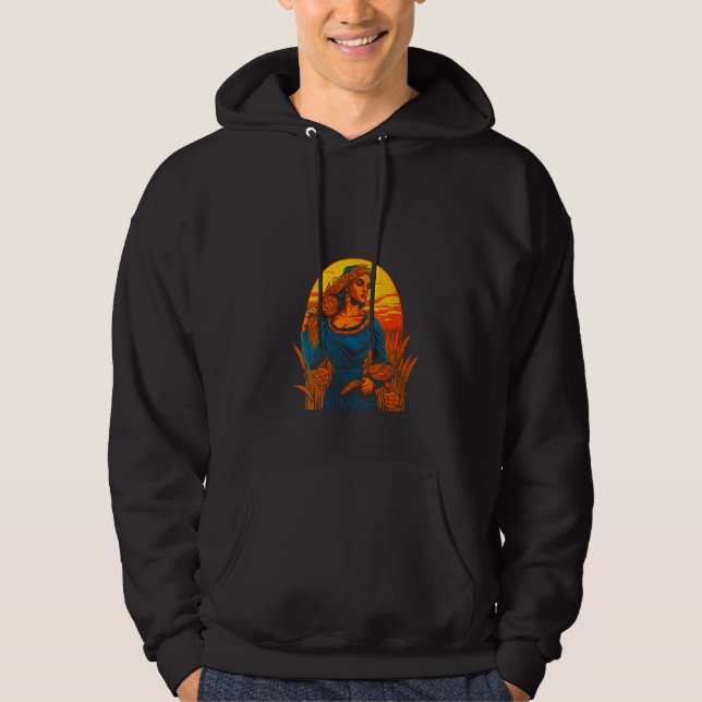 Womens Demeter Greek Mythology V Neck Hoodie (Framsida)
