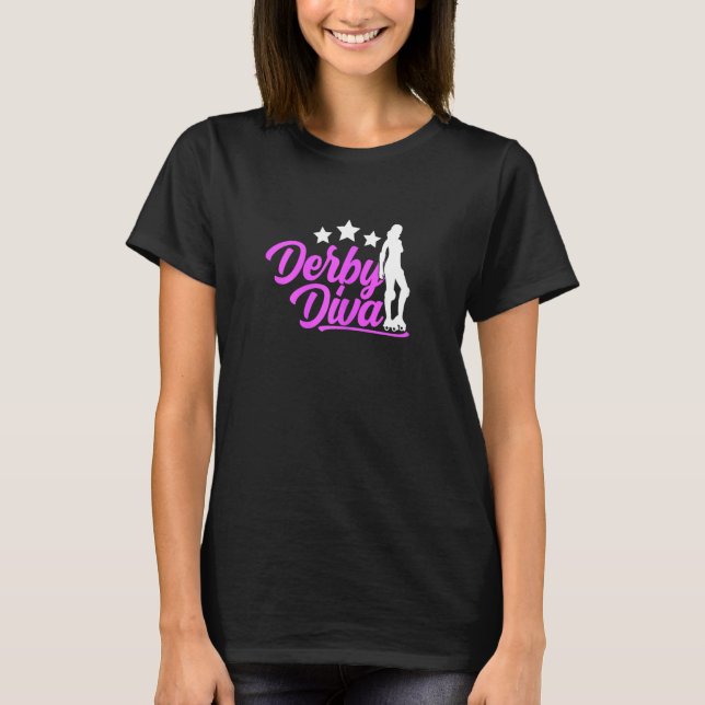 Womens Derby Diva Roller Derby T Shirt (Framsida)