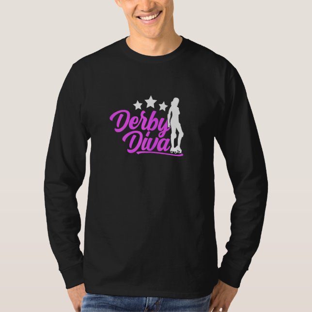 Womens Derby Diva  Roller Derby T Shirt (Framsida)