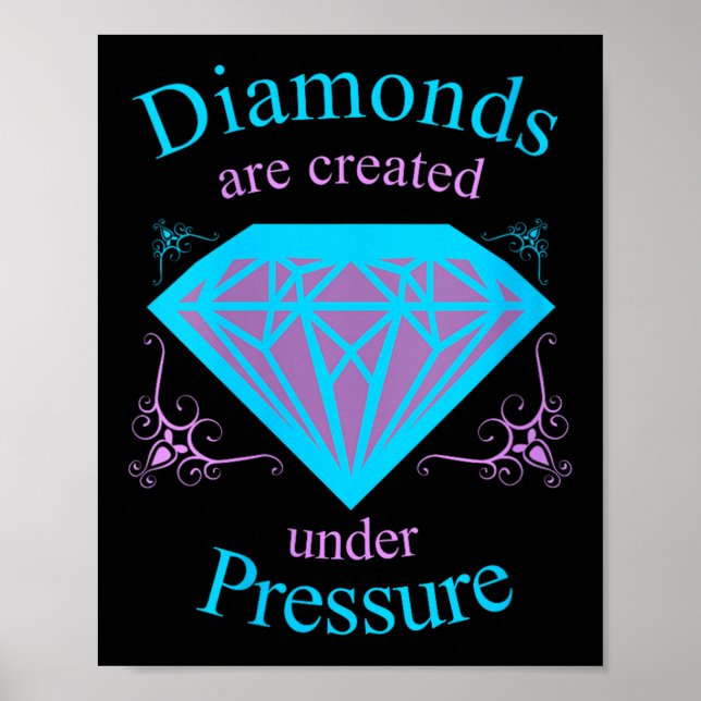 Womens Diamonds Are D Under Pressure - Motivationa Poster (Framsidan)