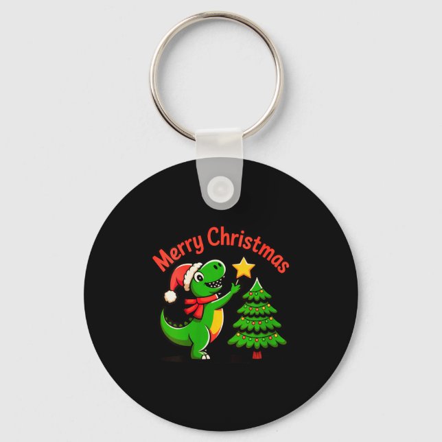 Womens Dinosaur Christmas Merry Christmas T-rex De Nyckelring (Framsida)