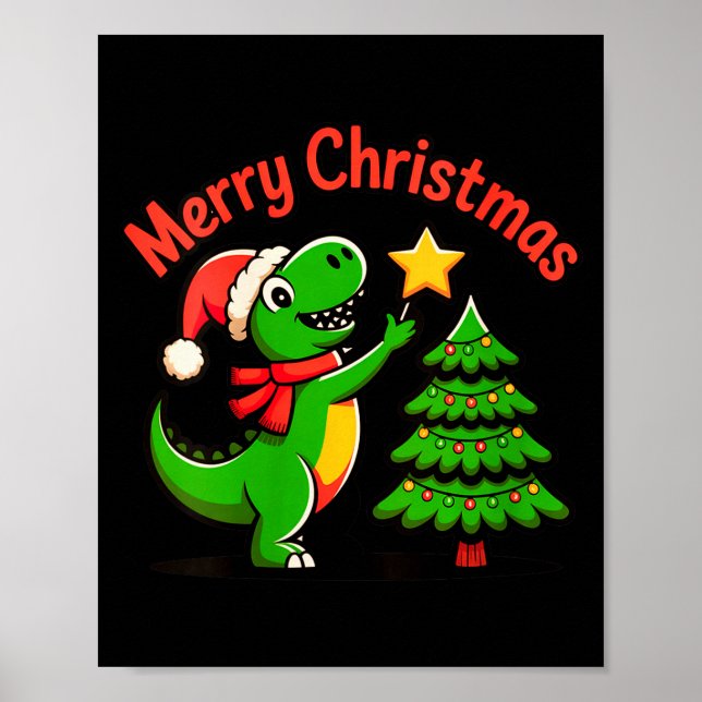 Womens Dinosaur Christmas Merry Christmas T-rex De Poster (Framsidan)