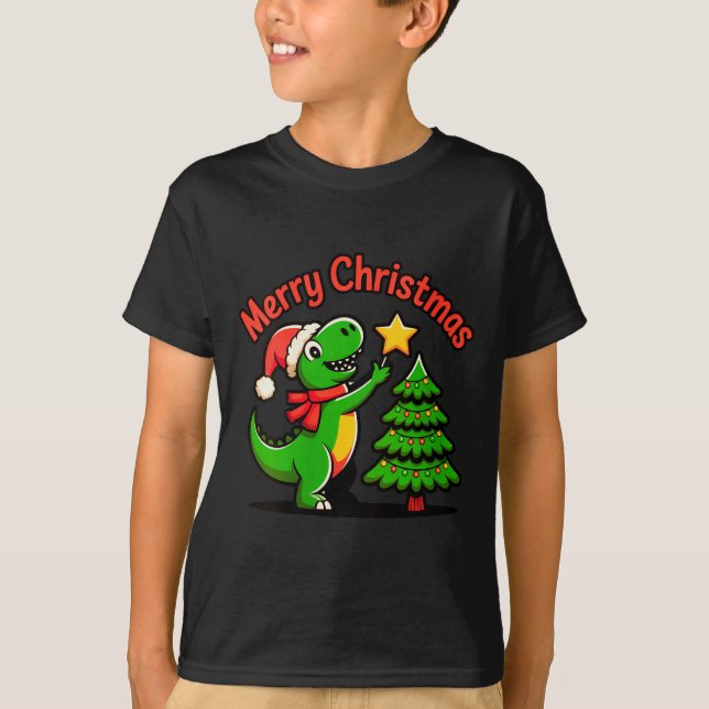 Womens Dinosaur Christmas Merry Christmas T-rex De T Shirt (Framsida)