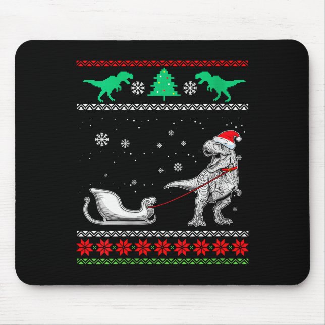 Womens Dinosaur Sleigh Merry Christmas Ugly Christ Musmatta (Framsidan)
