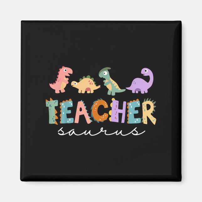 Womens Dinosaur Teacher Teachersaurus Rex Funny Di Magnet (Framsidan)