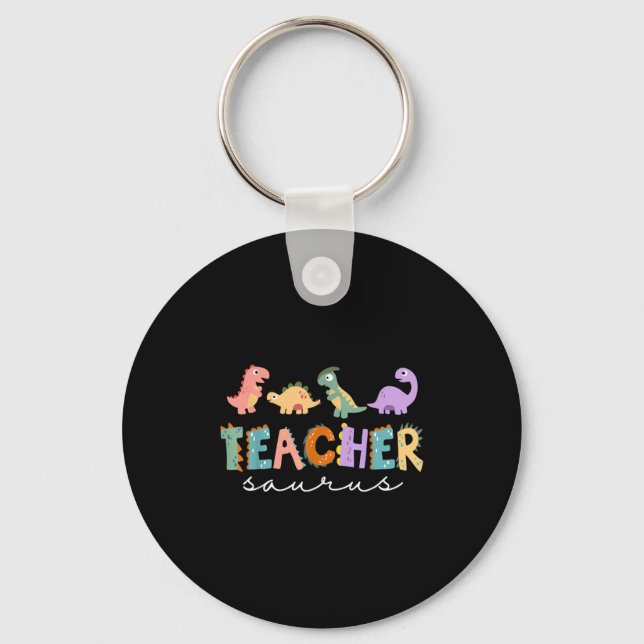Womens Dinosaur Teacher Teachersaurus Rex Funny Di Nyckelring (Framsida)