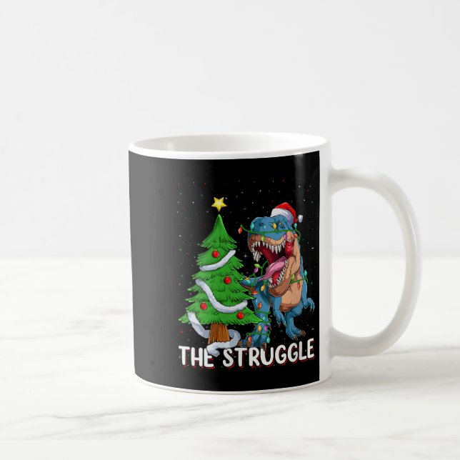 Womens Dinosaur Xmas Lights Funny T-rex Dino Men B Kaffemugg (Höger)