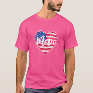 Womens Distress American Flagga Heart Bowling Mamm T Shirt