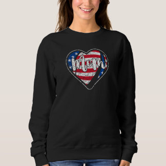 Womens Distress American Flagga Heart Rugby Mamma  T Shirt