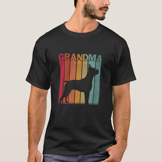 Womens Distress Boxer Hund Graphic Retro Mor T Shirt (Framsida)