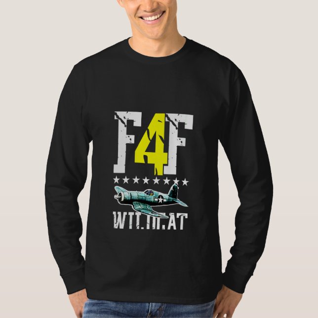 Womens Distress F4f Wildcat Wwii Fighter Airplan T Shirt (Framsida)