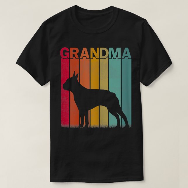 Womens Distressed Boston Terrier Graphic Retro Mot T Shirt (Design framsida)