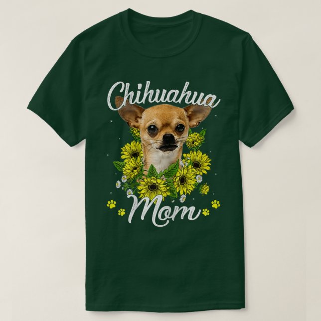Womens Dog Mom Mother's Day Gifts Sunflower Chihua T Shirt (Design framsida)