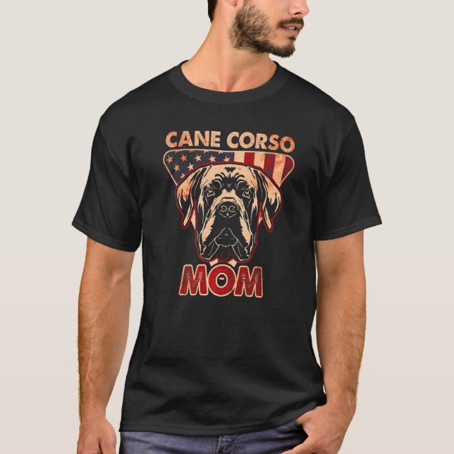 Womens Dog  USA Flag Cane Corso Mom  3 T Shirt (Framsida)