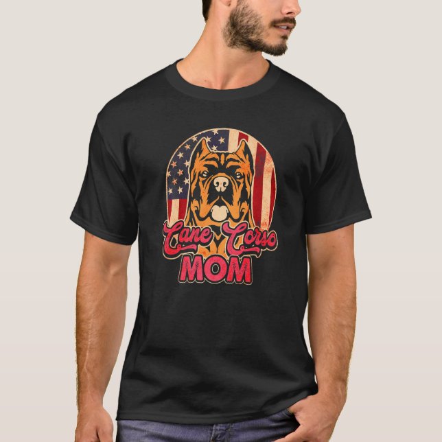 Womens Dog  USA Flag Cane Corso Mom T Shirt (Framsida)