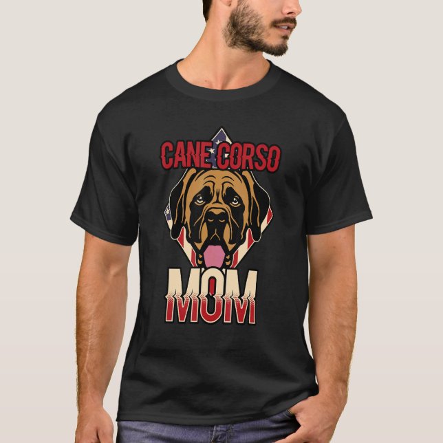 Womens Dog   USA Flag Cane Corso Mom T Shirt (Framsida)