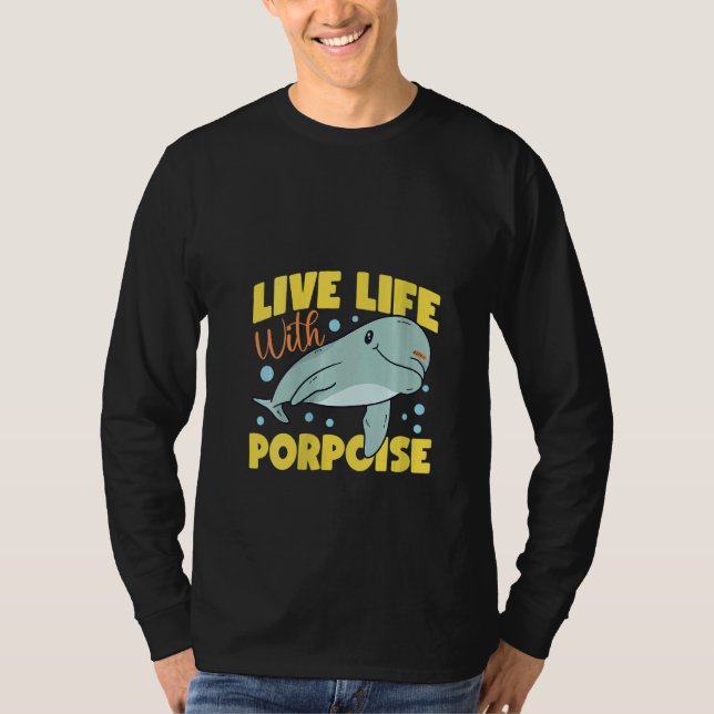 Womens Dolphin Live Life With Porpoise V Neck T Shirt (Framsida)