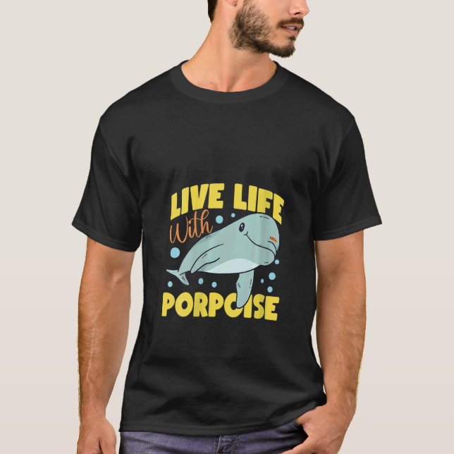 Womens Dolphin Live Life With Porpoise V Neck T Shirt (Framsida)