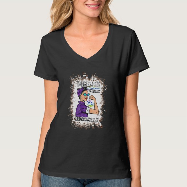 Womens Domestic Violence Awareness Warrior Unbreak T Shirt (Framsida)