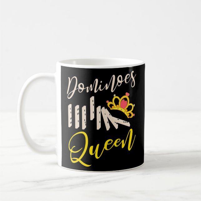 Womens Dominoes Queen Funny Game Dominoes Player  Kaffemugg (Vänster)