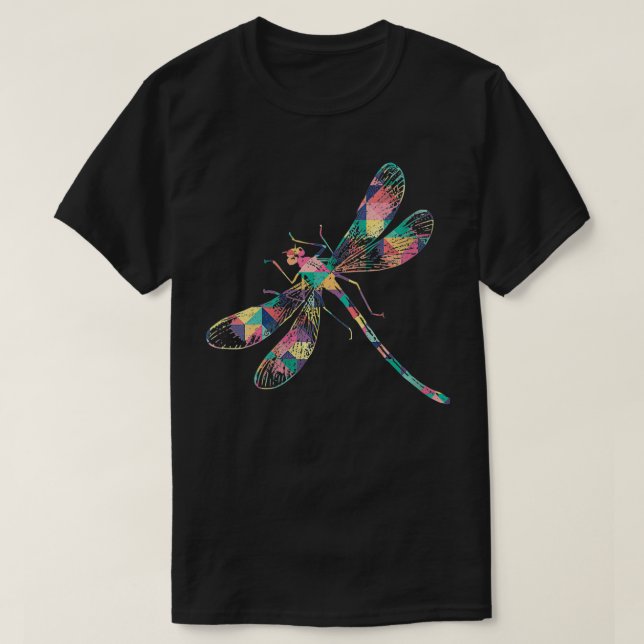 Womens Dragonfly Abstrakt Färg Svarmnymph T Shirt (Design framsida)